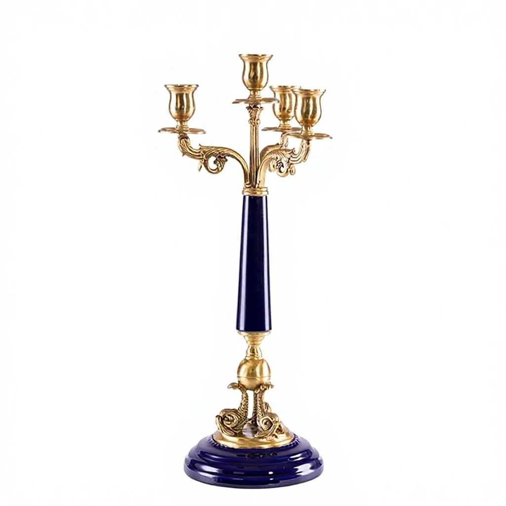 &c  Art Deco Porcelain Candelabra Bracket for Home Decor Blue-gray Bronze Luxurious Home Decoration