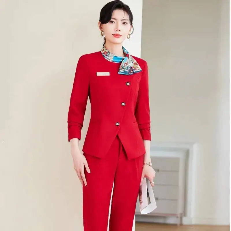 Plus Size Formal Elegant Styles Pantsuits for Women Business Work Wear Autumn Winter Professional Career Interview Trousers Set
