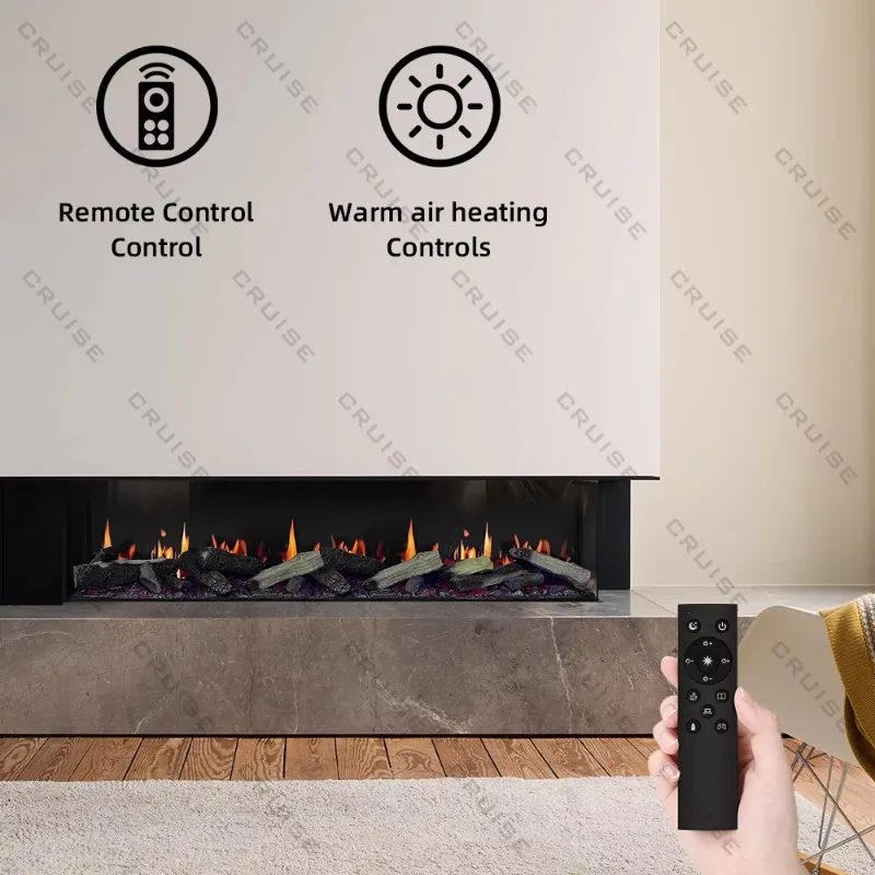 CRUISE Intelligent Remote Control Insert Smart Home Contemporary 64/125/185/247cm Electronic Heating Lcd Holographic Fireplace
