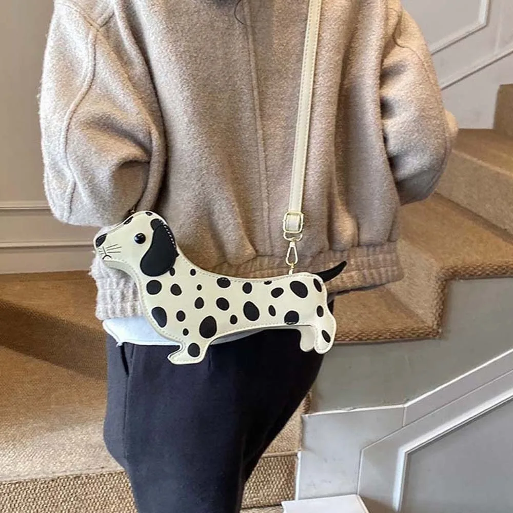 

Kawaii Dachshund Crossbody Bag Large Capacity Three-dimensional Dog PU Shoulder Pouch Korean Style Lightweight Retro Phone Bag
