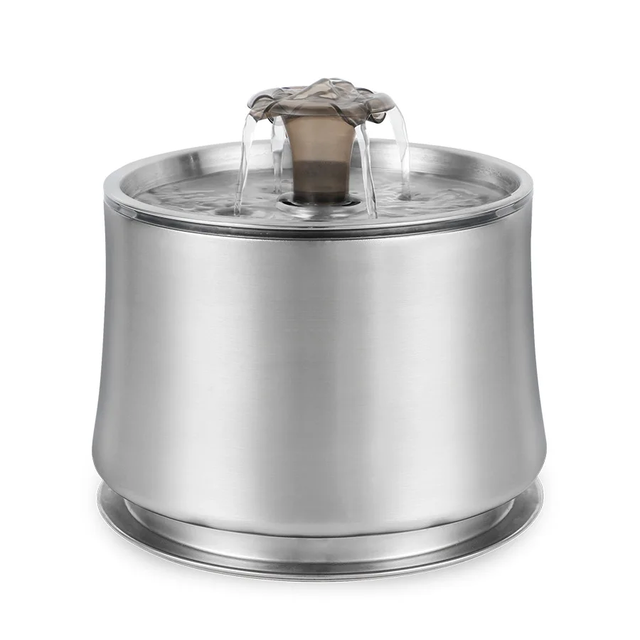

Hot Sale 2500ml Stainless Steel Automatic Pet Water Fountain Dispenser New Design for Dog Cat Eco-Friendly Battery Power Source