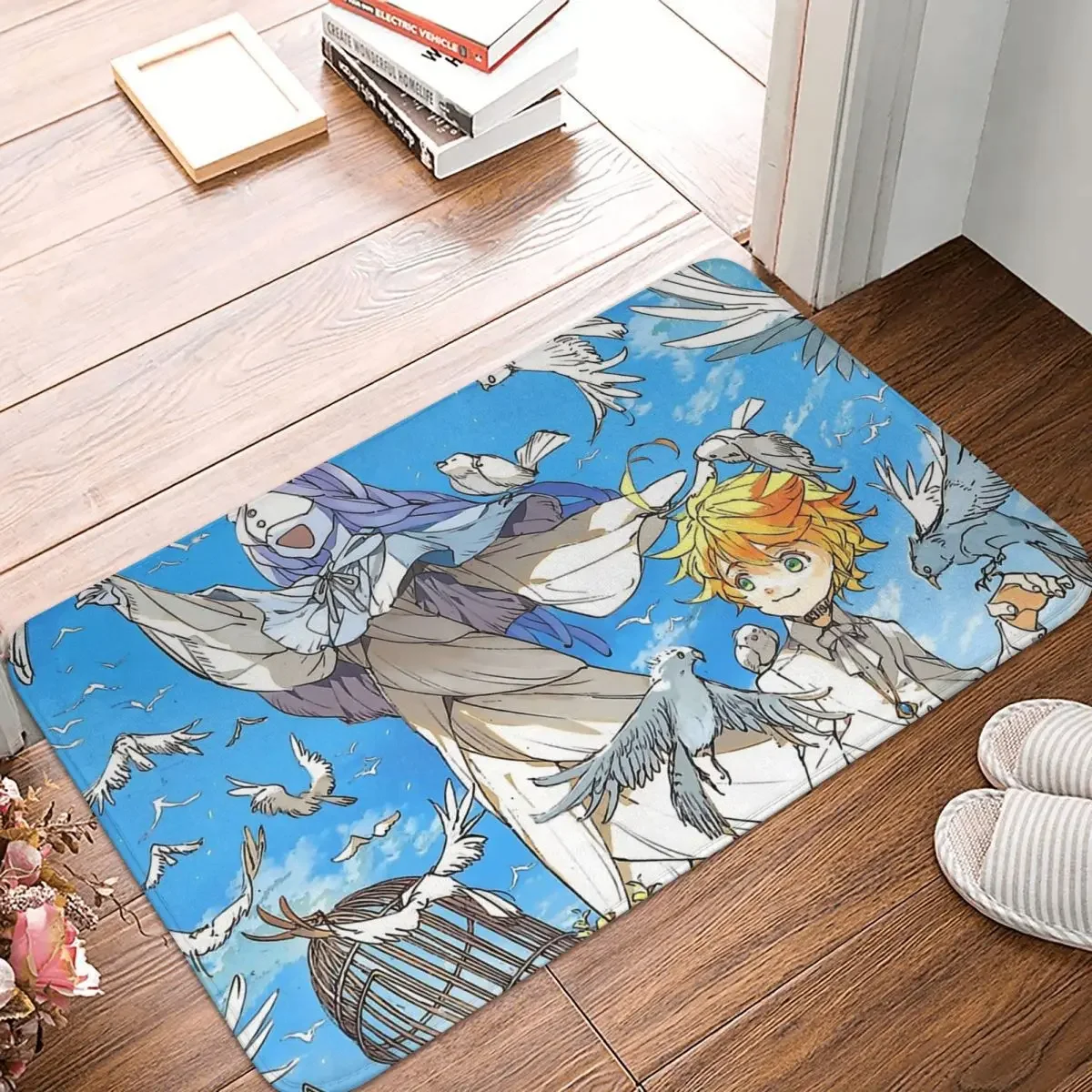 Non-slip Doormat The Promised Neverland Carpet Bath Kitchen Mat Outdoor Flannel Pattern