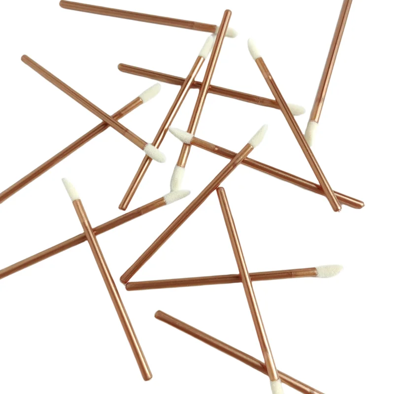 1bag Rose Gold Color Disposable Lip Brush Applicator Eyelash Cleaning Lipstick Glossy Wands