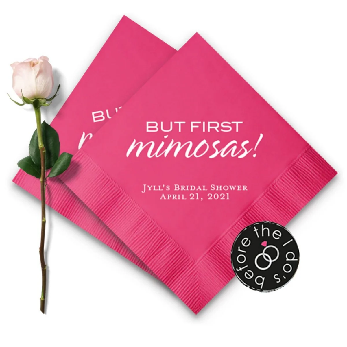 

50 But First Mimosas! Personalized Wedding Napkins - Cocktail Napkins - Paper Wedding Napkins - Wedding Bar Napkins - Bridal S