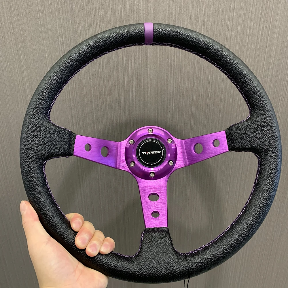 tiypeor brand PVC leather steering wheel in deep disc drift14inch