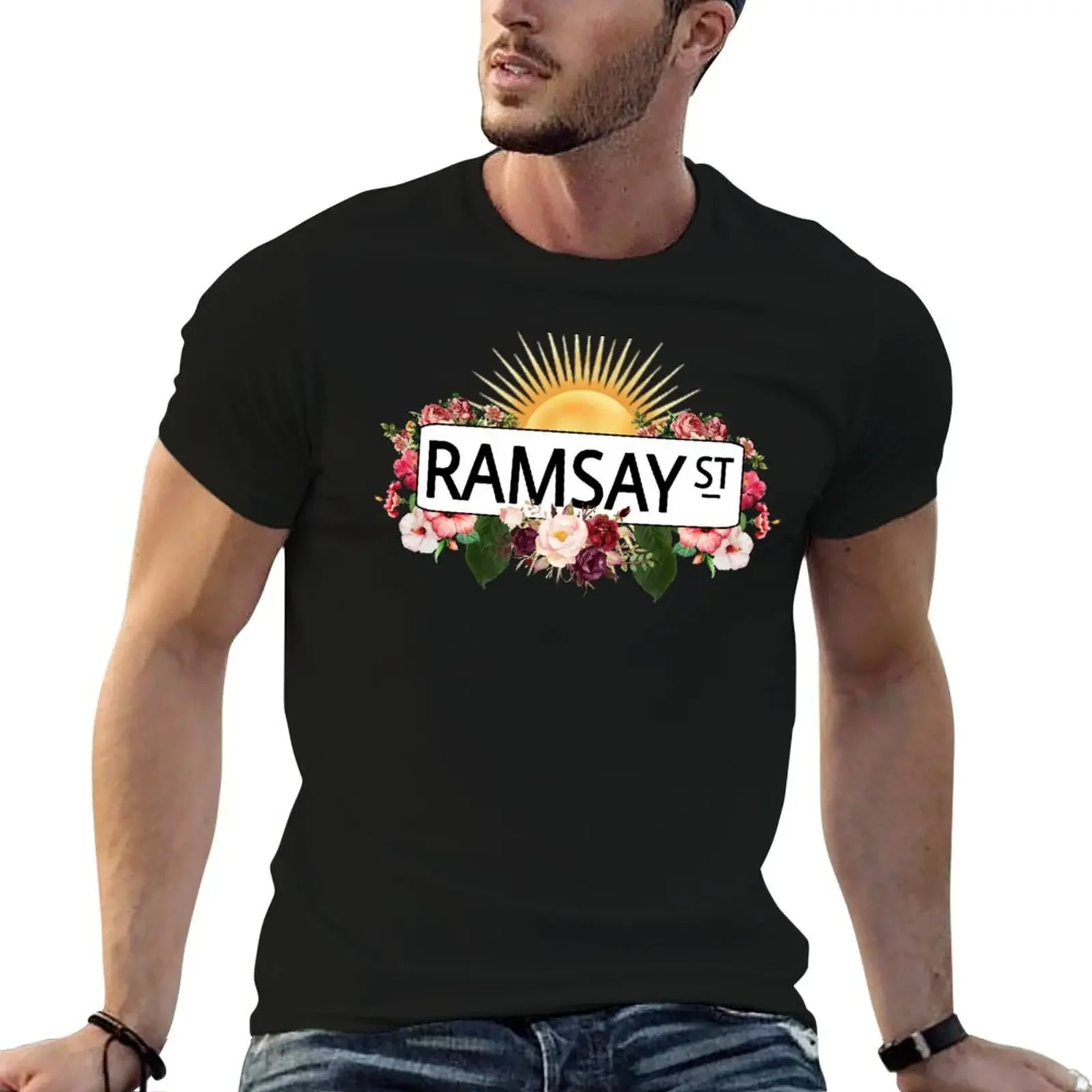 Floral Ramsay Street Sign - Neighbours T-Shirt plus sizes tops quick-drying heavyweights slim fit t shirts for men