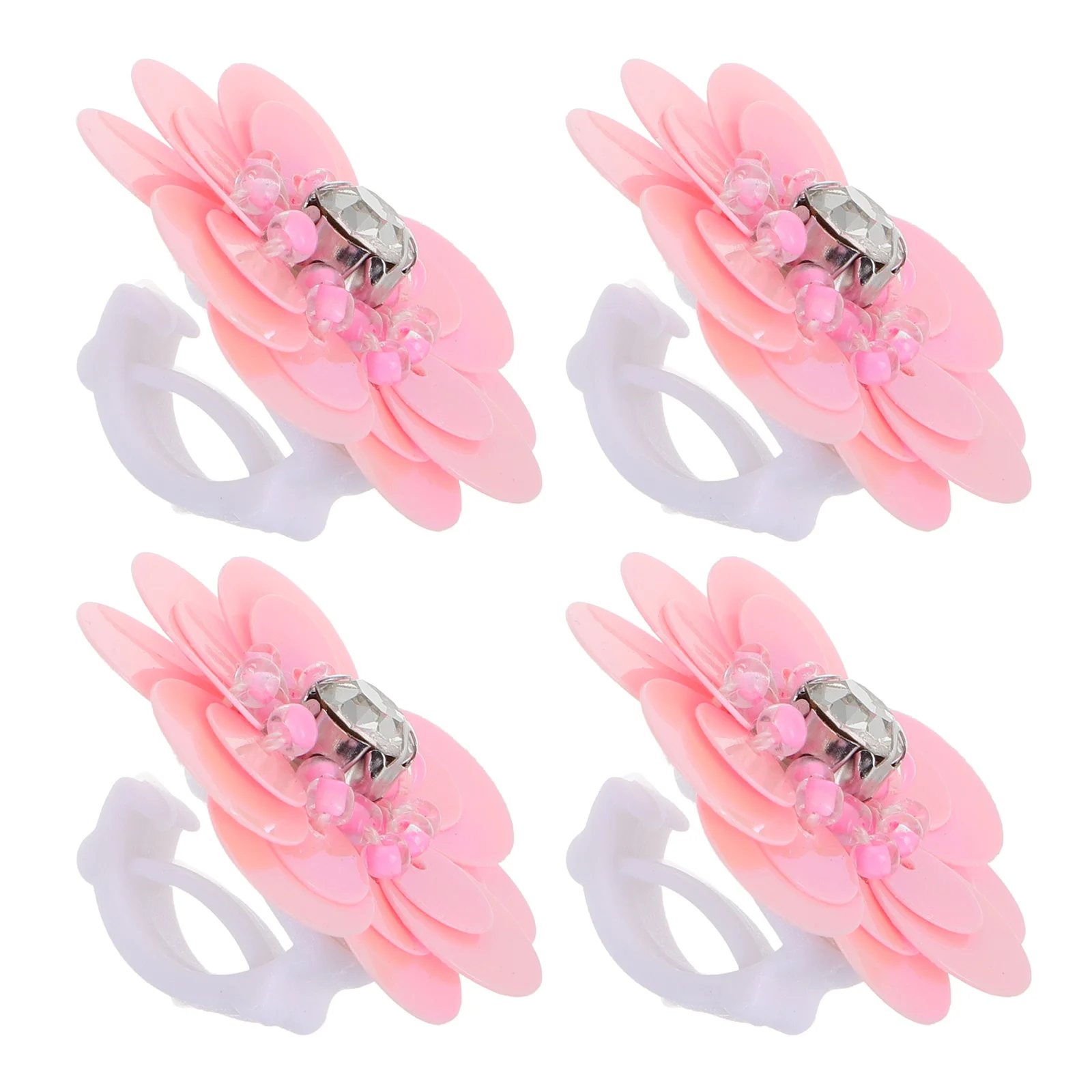 

4Pcs Flash Shoe Beaded Applique Pink Bling Charms Sequin Flowers Sneakers Sports Shoes Rhinestone Decoration