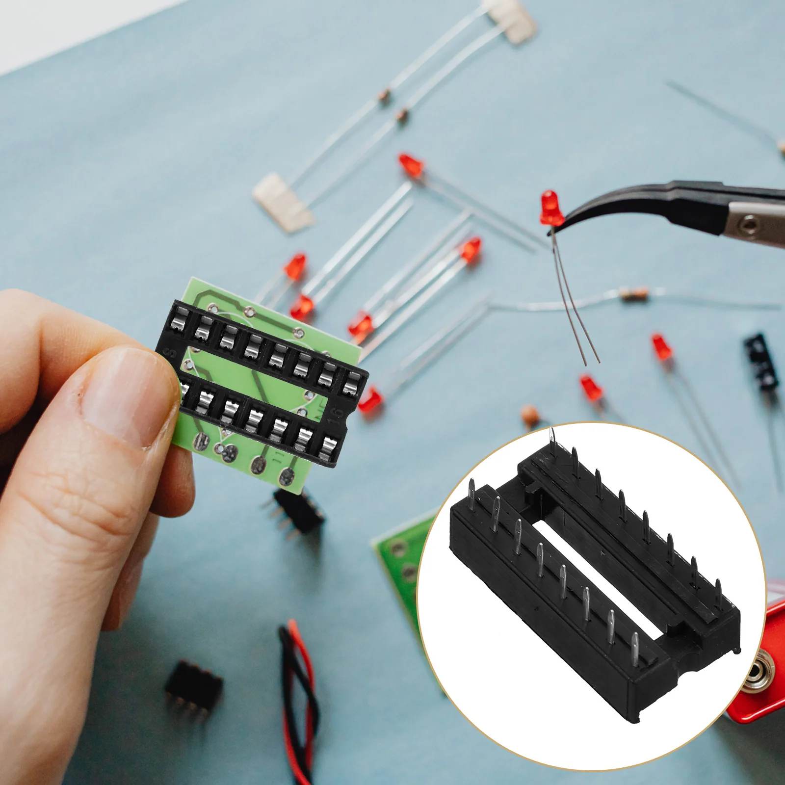

30 Pcs Base IC Connector Pin Adapter Standard Sockets Double Row Integrated Circuit