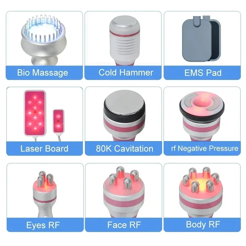 Newest 9 in 1 New 80K Cavitation Vacuum Slimming Massage Radio Frequency RF Beauty Machine Face Skin Lifting Device view 3