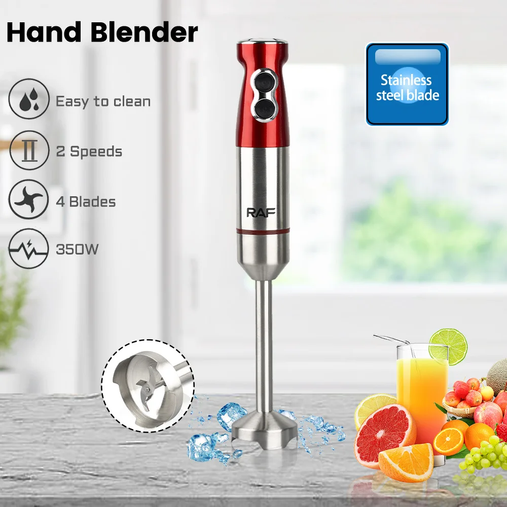 

Electric Handheld Blender Food Supplement Cooking Stick 350W Stainless Steel 4-leaf Blade Blender Suitable for Smoothie Puree