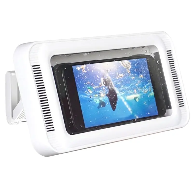 

ABGH-For Shower Phone Holder Wall Mount With Speaker 480 Degree Rotation, Waterproof Anti-Fog Case For 4- 7" Phones