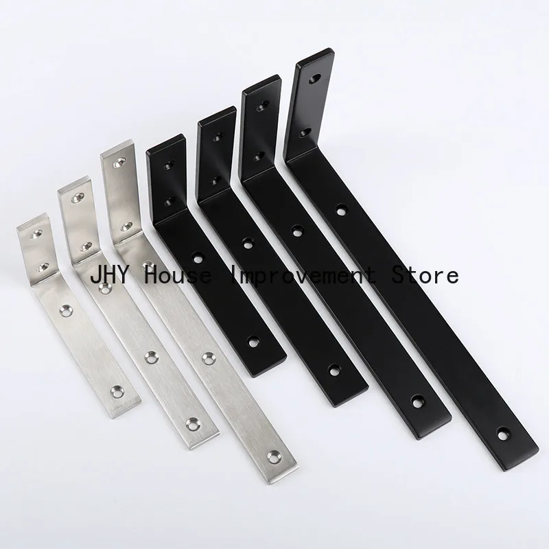 

2Pcs Heavy-Duty Stainless Steel Corner Code Black Triangle Bracket L-Shaped Shelf Wall Support Plate Bracket Partition Frame