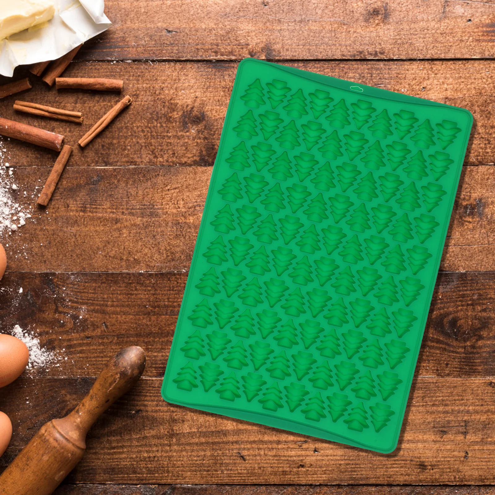 

1Set Christmas Tree Silicone Baking Molds 100-Grids DIY Chocolate Cookie Molds Multi-Grid Design Easy Demold Stylish Color