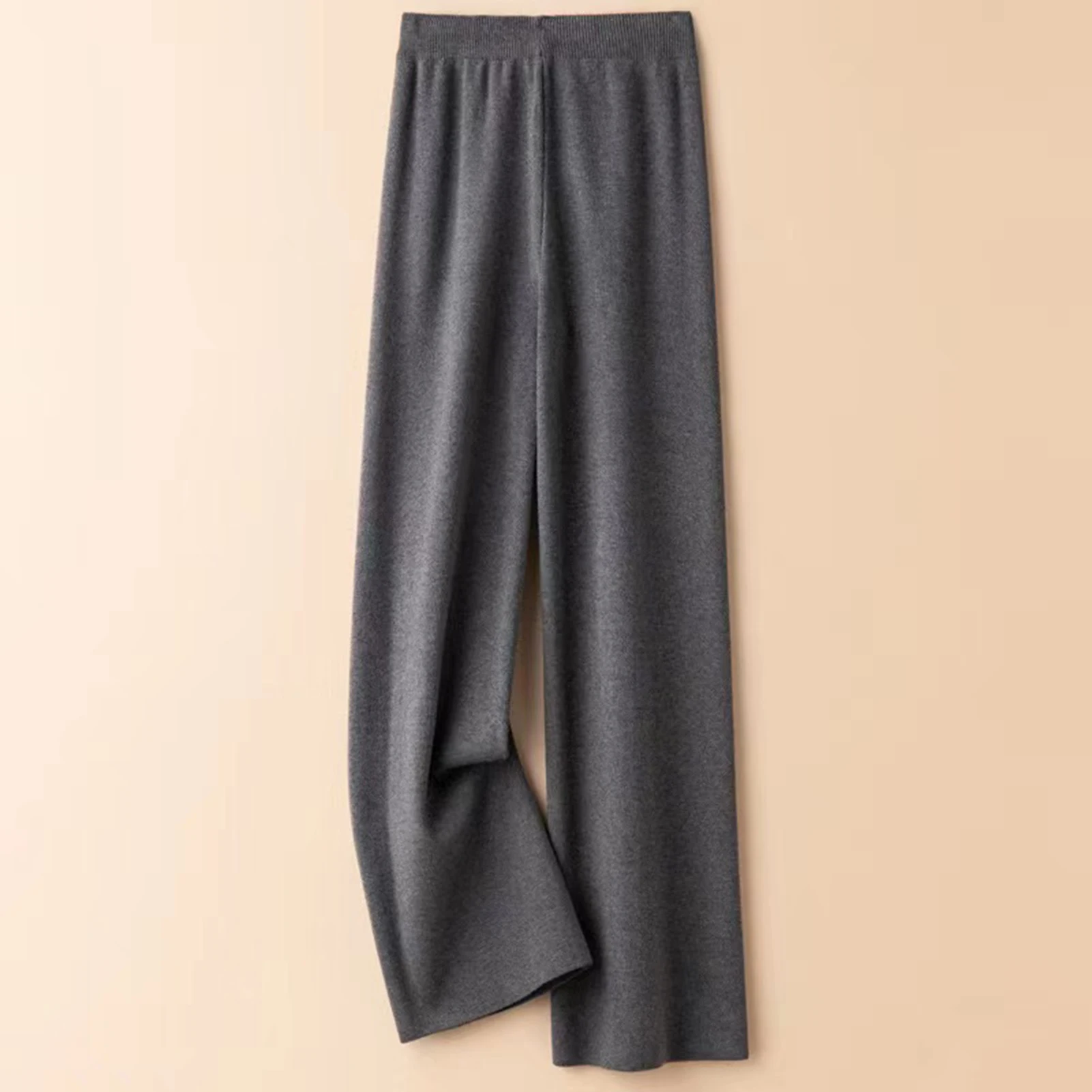 2025 ผ้าม่านสูงเอวกางเกงขากว้างผู้หญิงฤดูใบไม้ร่วงฤดูหนาว Casual หลวมถักกางเกงขาตรง LACE-up ผู้หญิงกางเกง