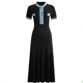 

New Women's Fashion European and American Style Slim Fit Denim Single Breasted Patchwork Jumpsuit Long Skirt