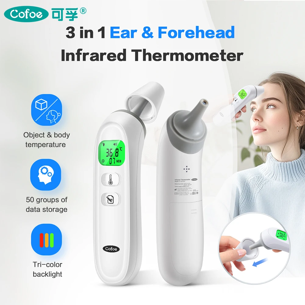 

Cofoe Infrared Fever Thermometer Medical Household Digital LCD Infant Adult Non-contact Body Temperature Ear Thermometer