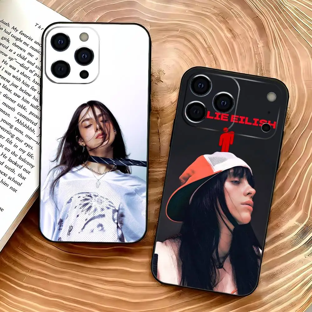 

Singer B-Billie Eilish Phone Case For IPhone 17,16,15,14,13,12,11,Plus,Pro,Max,Plus,XS,soft case Black silicone