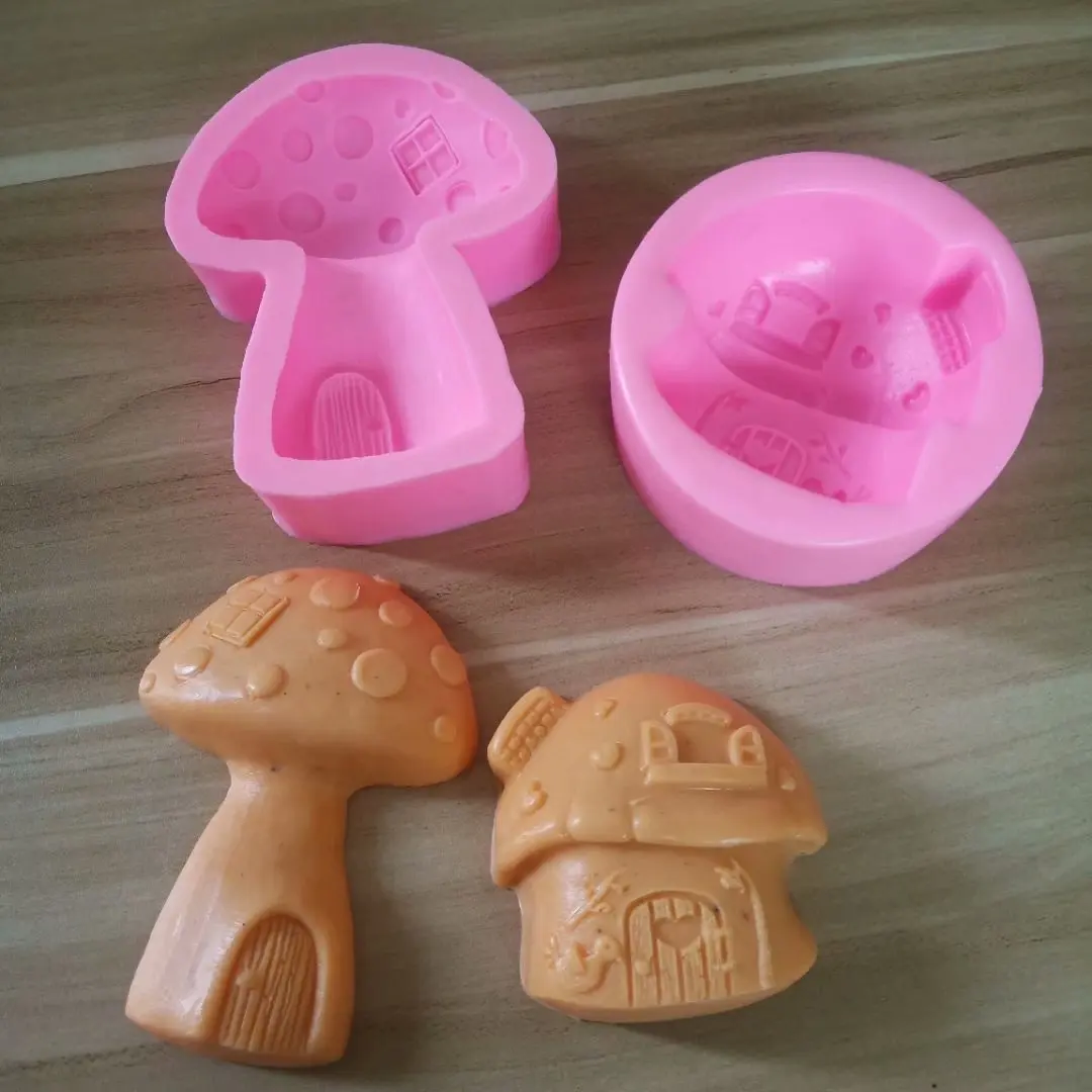 

Mushroom House Silicone Mold Fondant Chocolate Gumpaste Cake Border Mould DIY Handmade Soap Molds Decorating Tools Bakeware