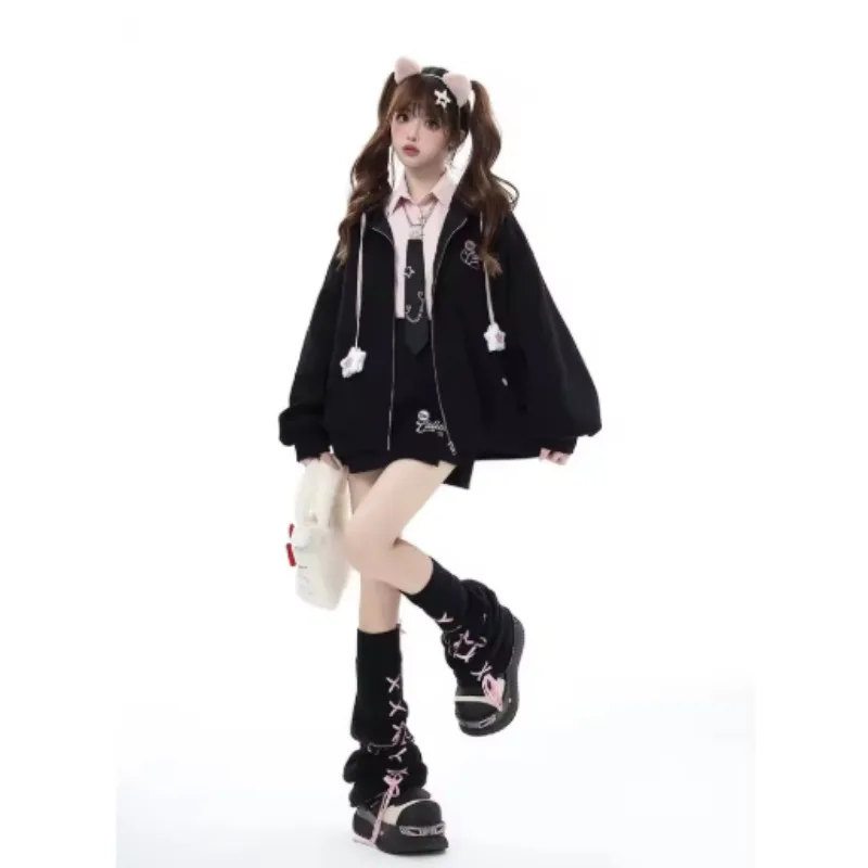 Women Y2k Aesthetic Star Leg Warmers Japanese Ankle Warmer Knee High Knitted Foot Cover Bandage Autumn Long Socks