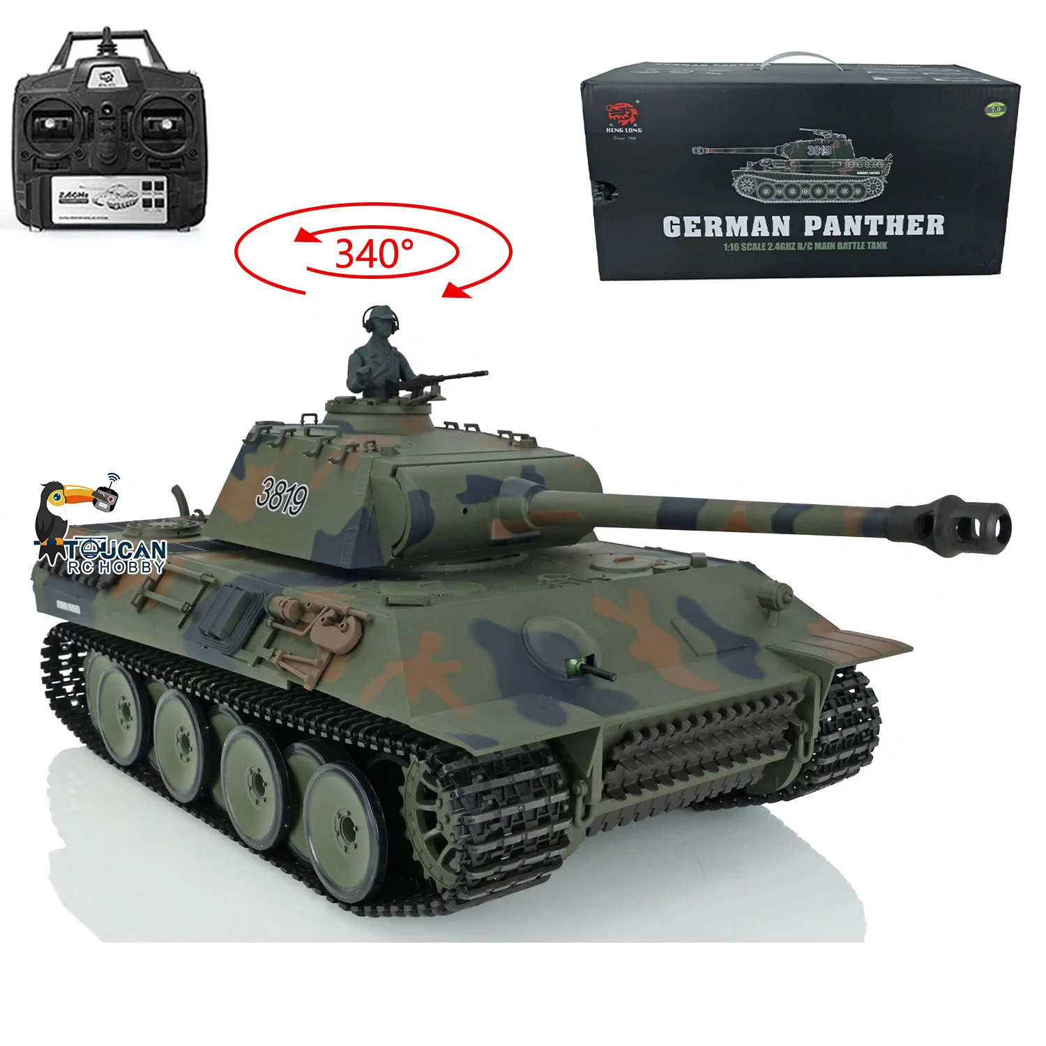

2.4Ghz Heng Long 1/16 7.0 Plastic Ver German Panther V RTR RC Tank 3819 Model Toys for Boys Vehicle Panzer TH17285