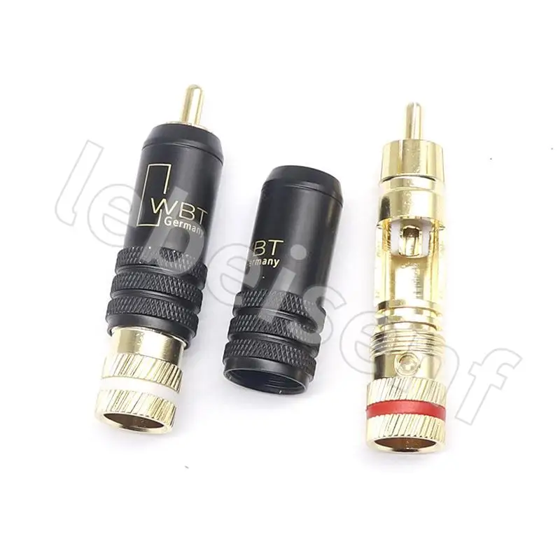 2pcs/1pairs WBT-0144 Hanging Thick Gold Black RCA Plug Black Lotus Plug/RCA Plug Assembly Type AV Audio and Video Plug