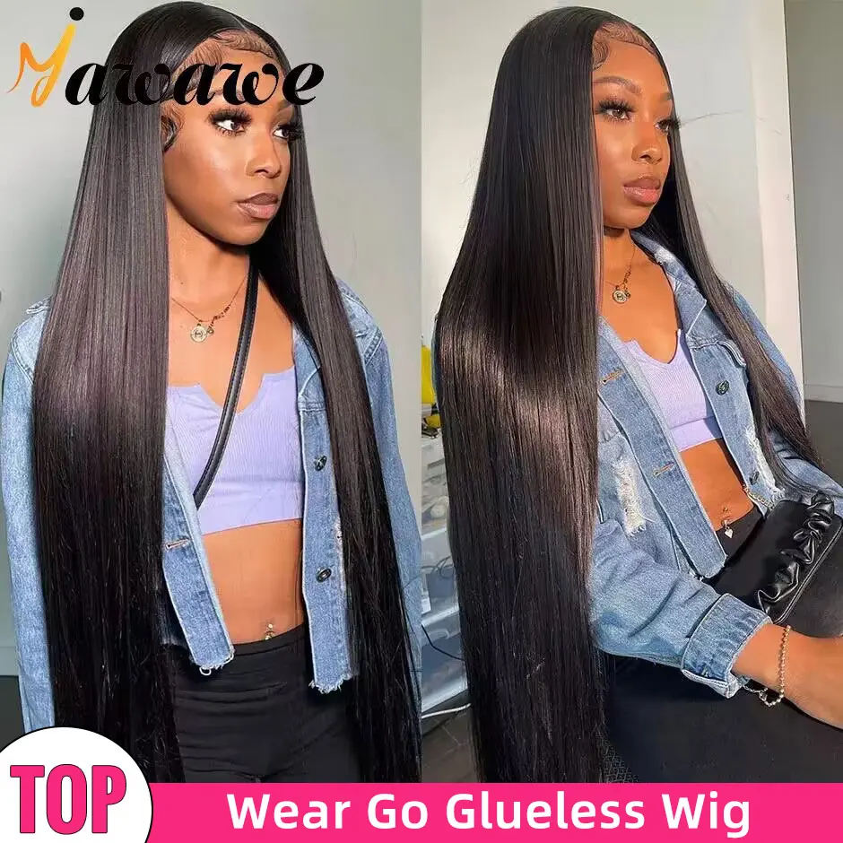 

30 Inch Wear go Glueless Wig Human Hair Ready To Wear Lace Closure Wig 6x4 Straight Lace Front Wigs 180% Brazilian Wigs On Sale