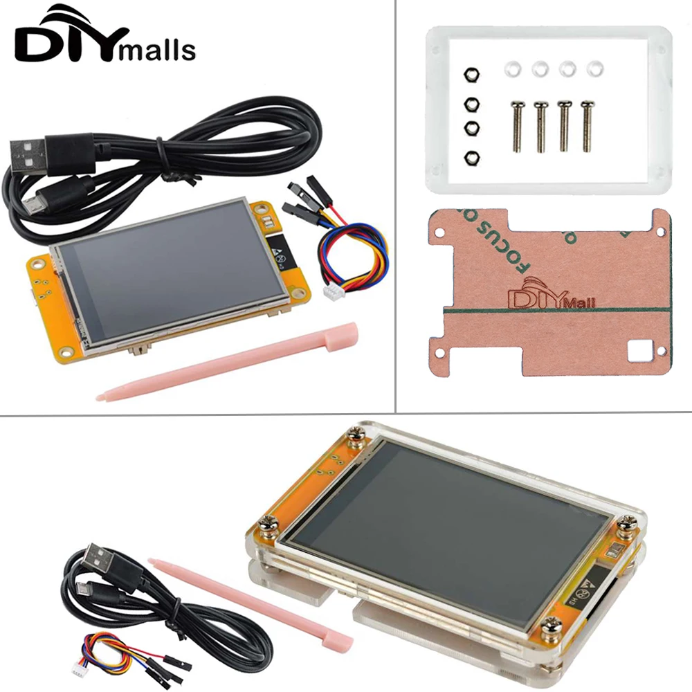 2.8 "ESP32-2432S028R ESP32 wyświetlacz ILI9341 rezystancyjny ekran dotykowy moduł TFT LCD ESP-WROOM-32 płytka rozwojowa + obudowa akrylowa