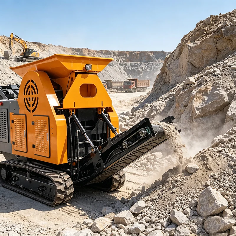 Small Tracked Mobile Jaw Crusher Portable Stone Crushing Machine for Home Construction Use
