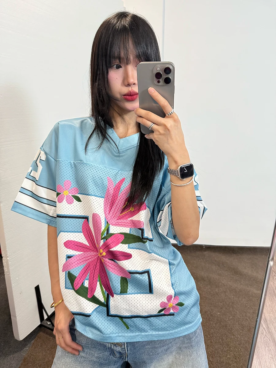 

GTOZ American Retro Sports T-irt Men's Casual V-Ne ort Sve Summer Leisure Blokette Hawaiian Sle Cotton Polyester B...