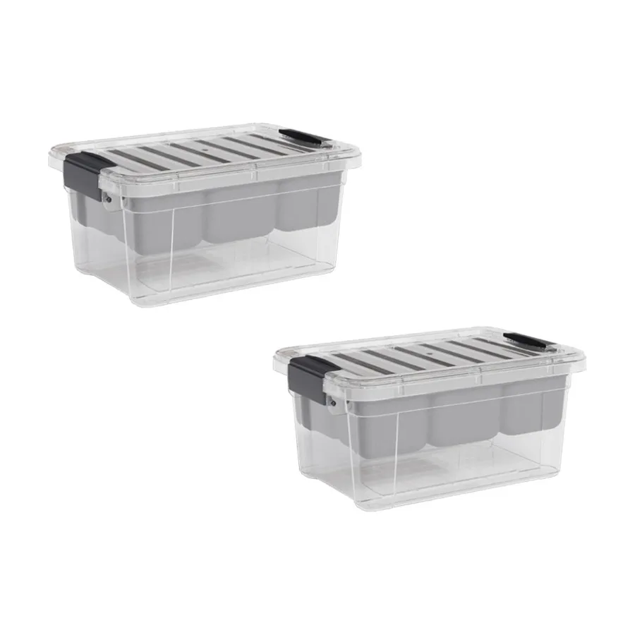 Storage Container Organizing Bin with Removable Tray Plastic Tools, Sewing, Crafts Box, 6.5 Qt, 2 Pack