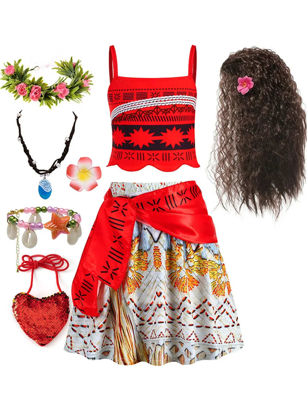 Robe décontractée sans manches Vaiana pour tout-petits, ensemble mignon de cosplay Moana, cadeau de Noël pour filles, nouveau film Moana Princesse Halloween 2024