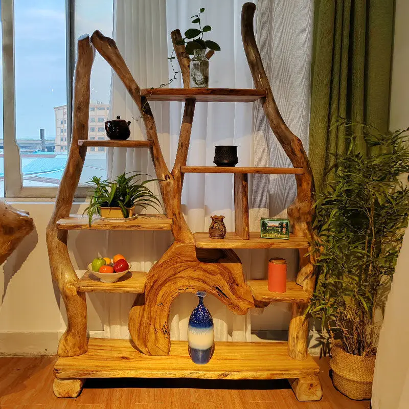 Creative partition cabinet foyer porch storage original ecological flower stand living room dining room wine cabinet
