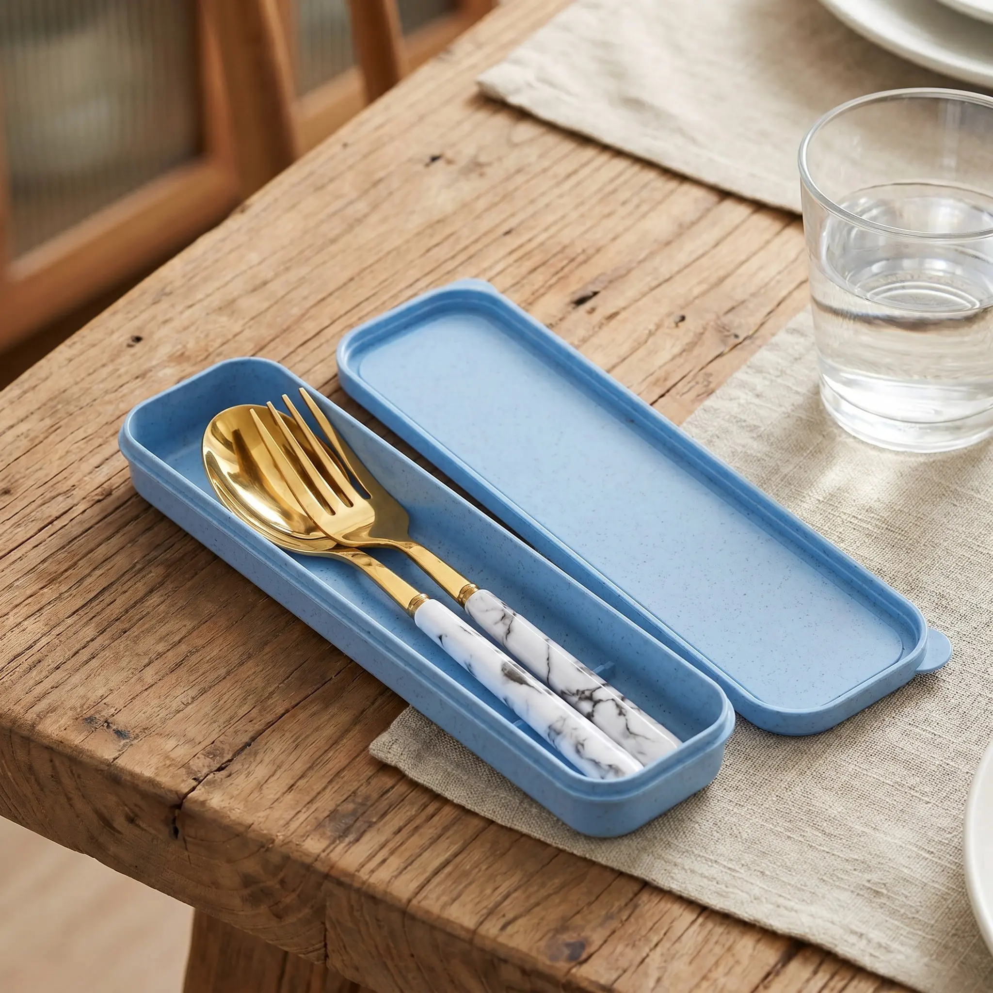 4Pcs Portable Flatware Box Travel Tableware Storage Case Premium PP Material Compact Lightweight Dustproof Waterproof for Spoon