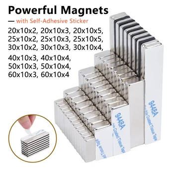 강력한 자체 접착 자석 강력한 자석 시트 희토류 영구 네오디뮴 막대 자석 냉장고 스티커 DIY 정리