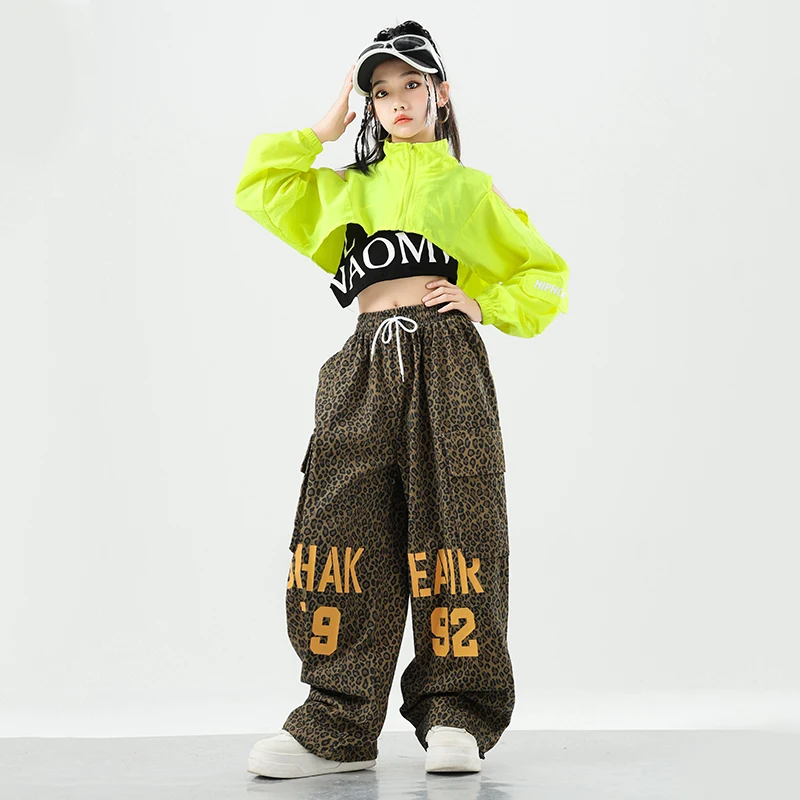 Hip Hop Mädchen Crop Top Camo Cargo Hosen Kind Prinzessin Sweatshirt Jogger Streetwear Kleidung Sets Kinder Street Dance Jazz Kostüm