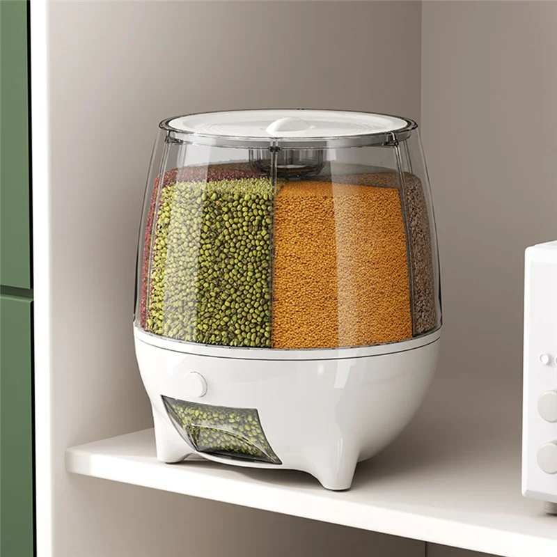 

KB-360 Вращающийся диспенсер для пищевых продуктов, ведро для измерений, дозатор для хлопьев для кухни, влагостойкий герметичный диспенсер для хлопьев, легко U