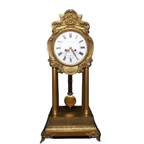 

Centennial cast copper gilt clock Roman numerals, vintage retro winding mechanical clock, home creative living room