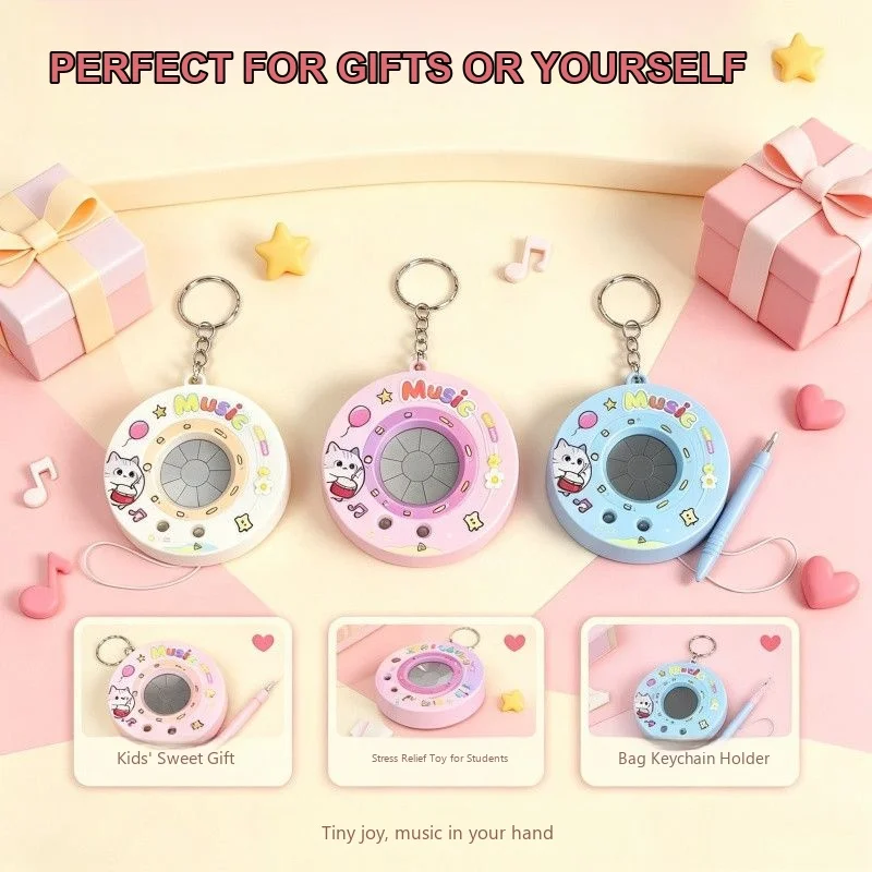 Electronic Drum Keychain Toy Dual Mode Piano Music Toy Portable Touch Control Backpack Charm Gift for Students and Music Lovers