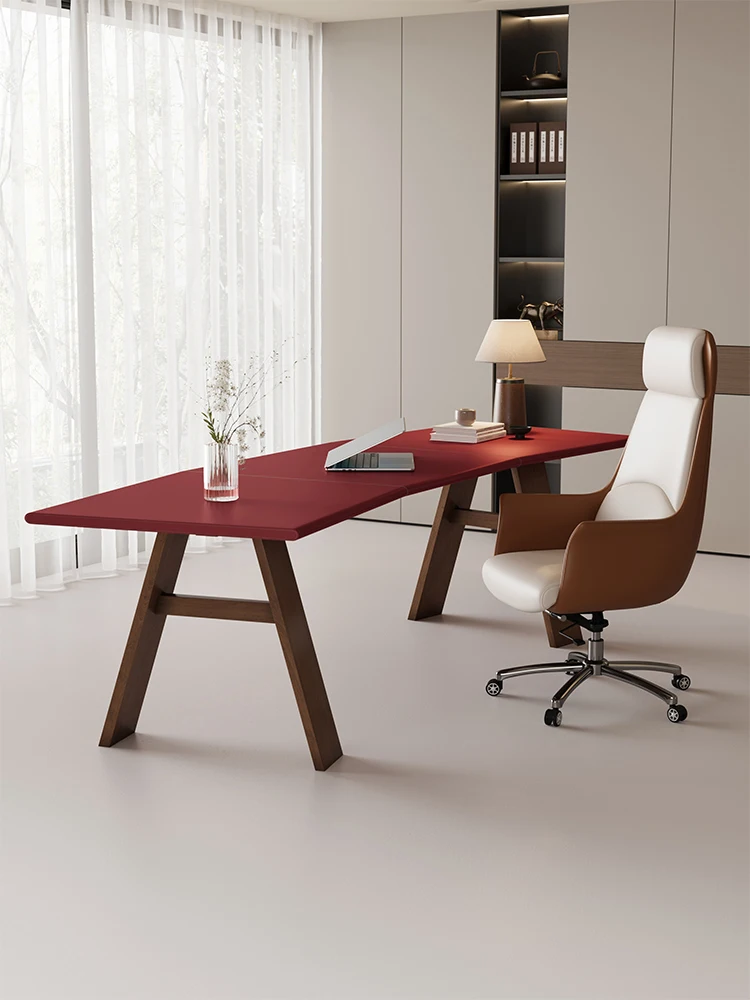 Solid wood desk boss desk study computer curved office workbench