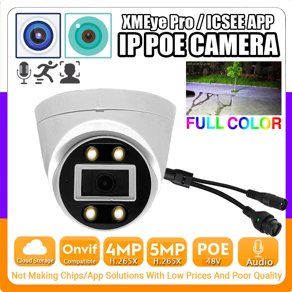 

Audio IP POE Dome Camera 5MP 4MP Indoor Auto LED Warm Full Color H265 HD Mic Onvif Ai Face/Motion Detection Xmeye ICSEE For Home