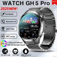 Reloj Inteligente 2026 Watch 5 Pro con GPS, Brújula, Pantalla AMOLED de 360*360, NFC, Llamadas Bluetooth, Resistente al Agua, Monitor de Salud para Hombre