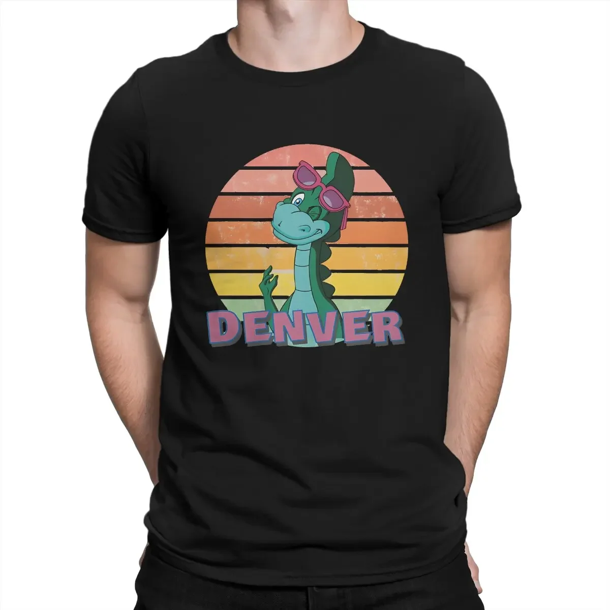 New fashion Cute Men TShirt Denver  the Last Dinosaur Cartoon O Neck Tops 100% Cotton T Shirt Humor Top Quality Birthday Gifts