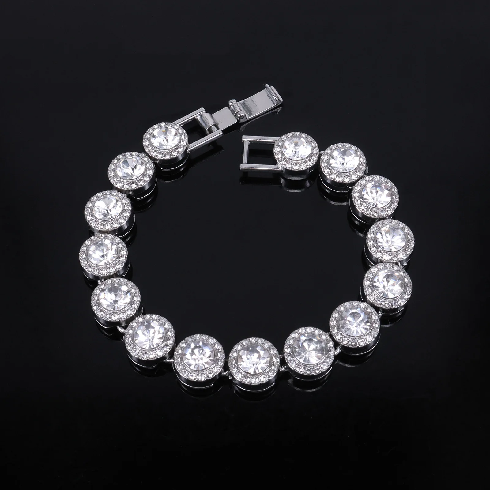 ZAKOL Hip-Hop Trendiges 12MM Breites Rundes Strass-Tennisarmband und Halsketten-Set für Damen/Herren, Modischer Hippie-Schmuck