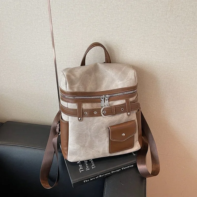 

Американский нишевый рюкзак контрастного цвета, женский рюкзак 2025 года, всесезонная универсальная дорожная сумка большой вместимости