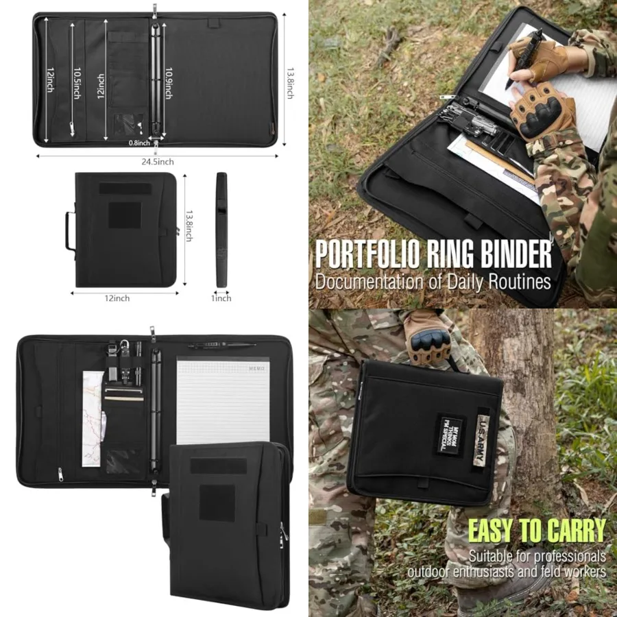 

Tactical Padfolio Portfolio Binder with Zipper and 25 Sheets of Letter Size Paper, Notebook Cover, Tactical Notebook with Zippe
