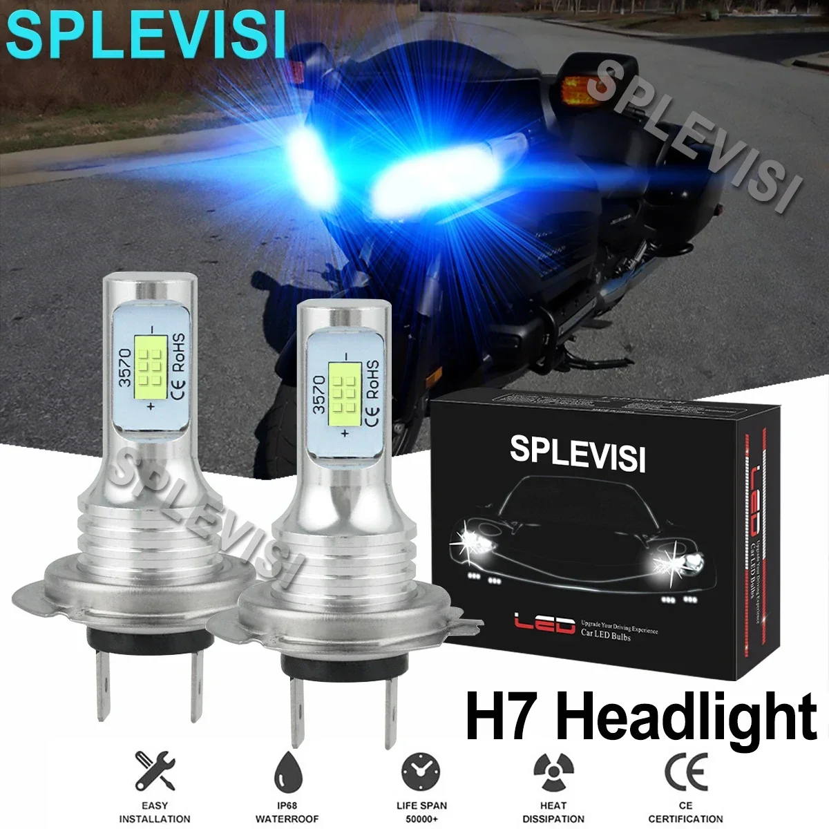 

2x 8000K motorcycle led Headlights For Honda Goldwing F6B GL1800B 2013-2016 Silver Wing 600FSC600 2002-2006 2007 2008 2009 2010