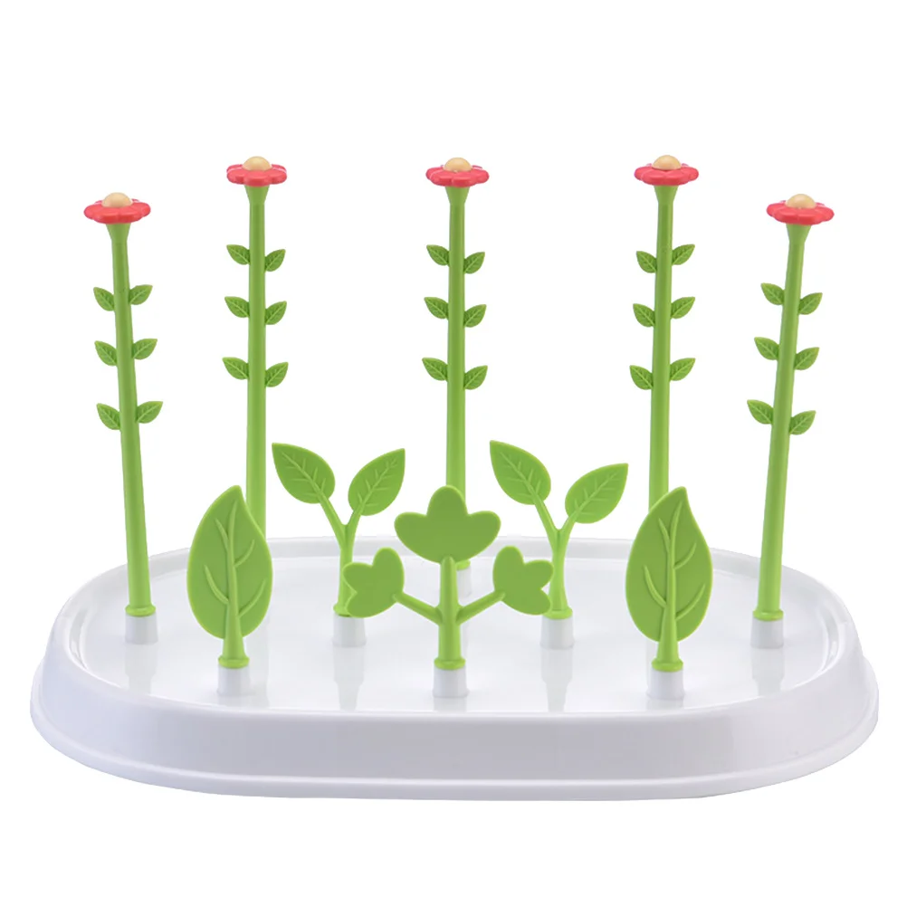 

Сушилка для детских бутылочек в форме цветка, зеленые съемные колышки, стабильная фиксация, экологически чистый полипропиленовый материал, противоскользящая основа, бутылочка для кормления