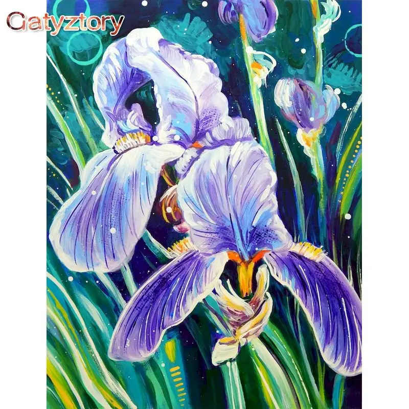 

GATYZTORY Oil Picture By Numbers Purple Flower Paint Kits 60x75cm Frame On Canvas DIY Painting By Number Home Living Room Art Ph