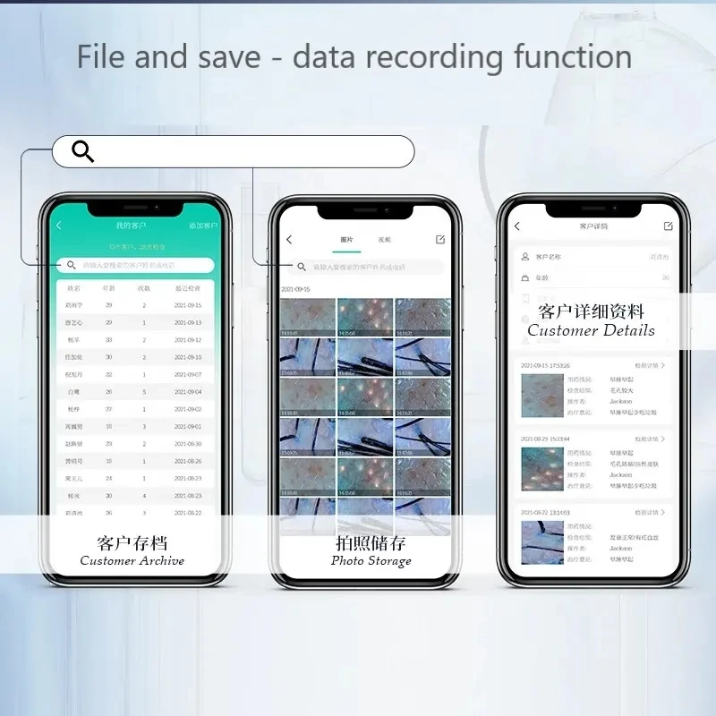 واي فاي فروة الرأس/الجلد/كشف بصيلات الشعر اختبار تحليل المكبر الأشعة فوق البنفسجية محلل الجلد المهنية 50X/200X كاشف بشرة الوجه #6