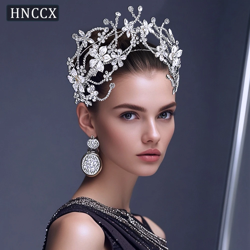 HNCCX Bride Flower Hair Crown Rhinestone Hair Accessories Wedding Headwear Headband Crown Queen Brides Party Tiara CP764